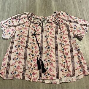 Mystree pink floral small blouse with tie